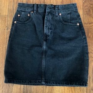 Black denim mini skirt